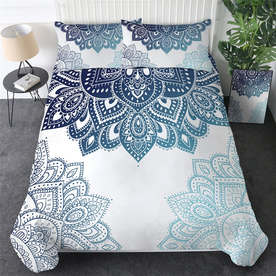 3pc Mandala Bedding Set Soft Twill Bohemian Duvet Cover with Pillowcases 200TC