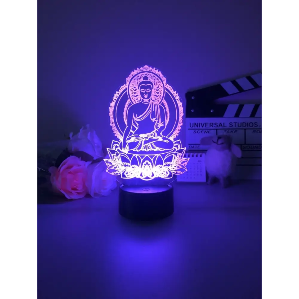 LED 3D Illusion Effect Buddha lamp on lotus flower, ideal lighting decor for serene spaces