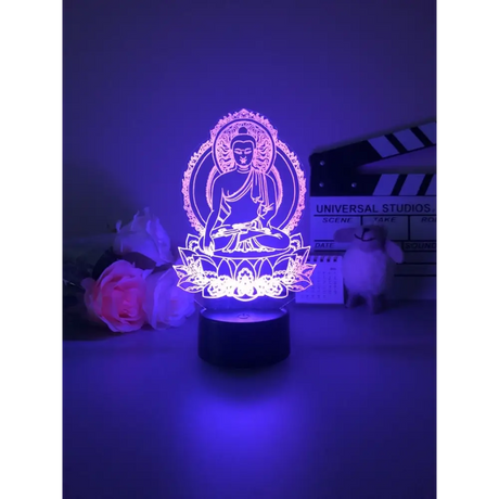 LED 3D Illusion Effect Buddha lamp on lotus flower, ideal lighting decor for serene spaces