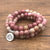 Mala Beads Lotus OM Buddha Charm Bracelet - Rhodonite - Spiritual Jewelry