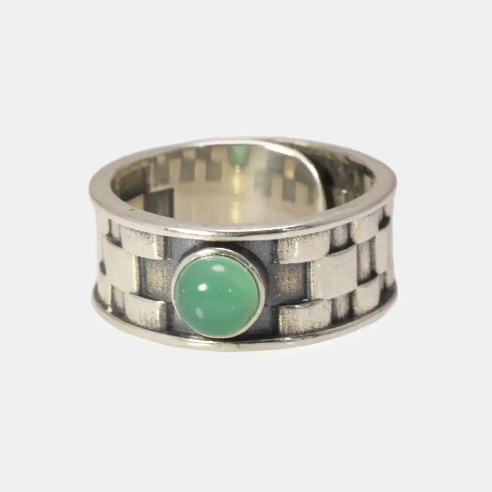 Vintage Sterling Silver Natural Jade Stone Ring