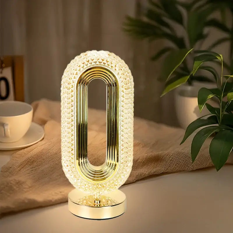 Cozy Nights Crystal Oval Table Lamp Rechargeable