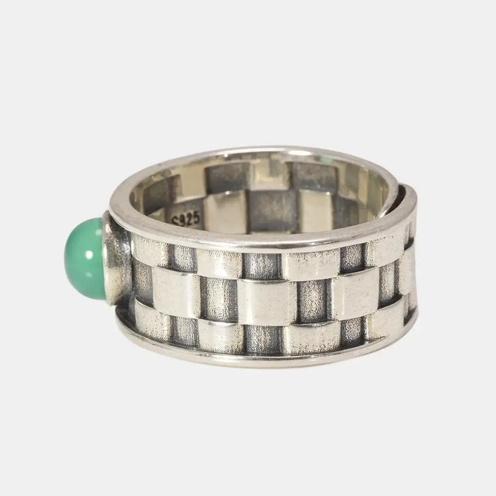 Vintage Sterling Silver Natural Jade Stone Ring