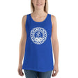 Royal blue Bella Unisex Lotus Om Mandala Tank Top with white circular design