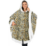 Cozy Plush Sherpa Fleece Wearable Blanket with Hood in leopard print pattern