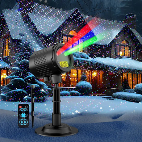 Outdoor Laser Christmas Projector Lights displaying vibrant firefly lights with remote control
