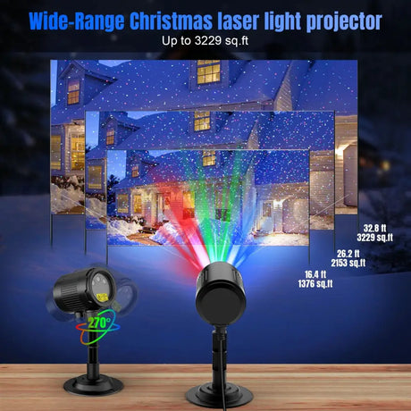 Wide-range Laser Christmas Projector Lights showcasing vibrant firefly lights for outdoor decor