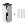 White portable essential oil diffuser with blue LED night light and cotton swabs