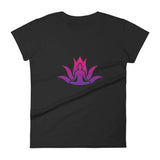 Black Short Sleeve Lotus Om T-shirt for Women in combed ringspun cotton with meditation design