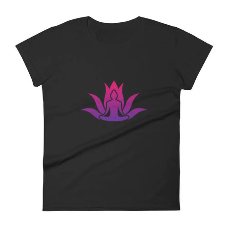 Black Short Sleeve Lotus Om T-shirt for Women in combed ringspun cotton with meditation design