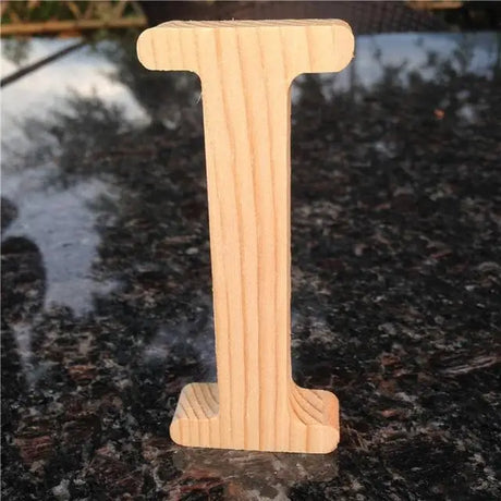 Wooden letter I showcasing wood grain texture for home decorations and perfect gift ideas