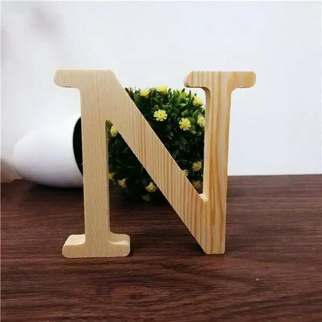Wooden letter N in natural pine finish for home decor or perfect gift idea