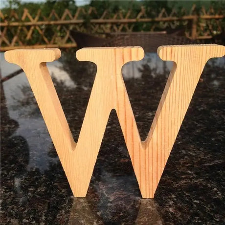 Wooden letter W in natural pine finish for perfect gift and home decoration