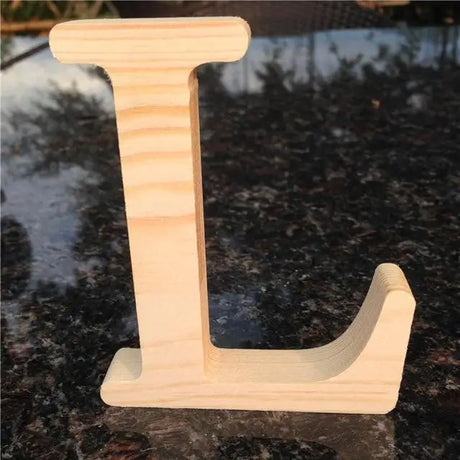 Wooden letter L standing upright, ideal for photo frames and perfect gift decor