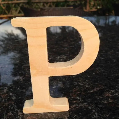 Wooden letter P in natural color, perfect gift for home decor with unfinished wood letters