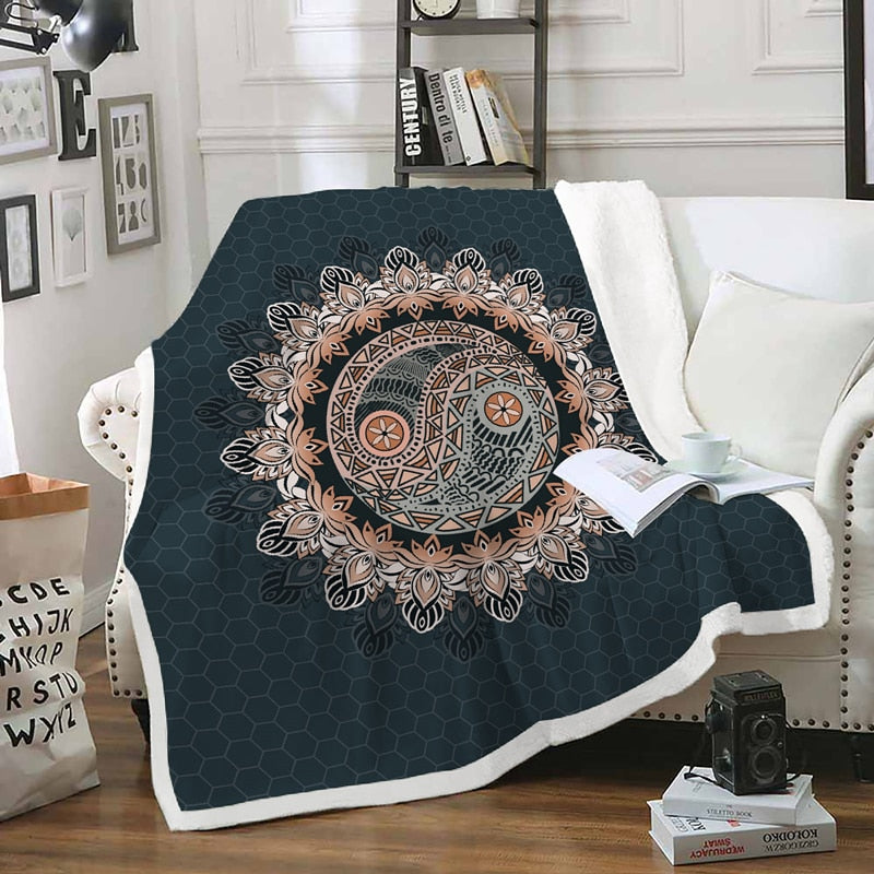 Buy Mandala Blue Mandala Velvet Plush Fleece Throw Blanket - HOMAURA®