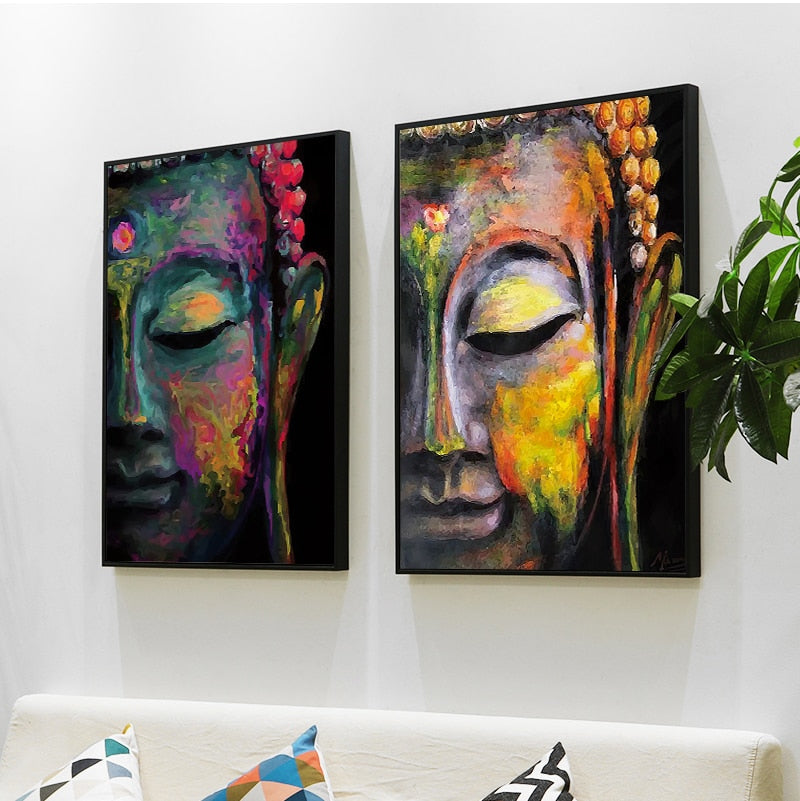 Buy Abstract Buddha Painting Large Size Canvas Wall Art - HOMAURA®