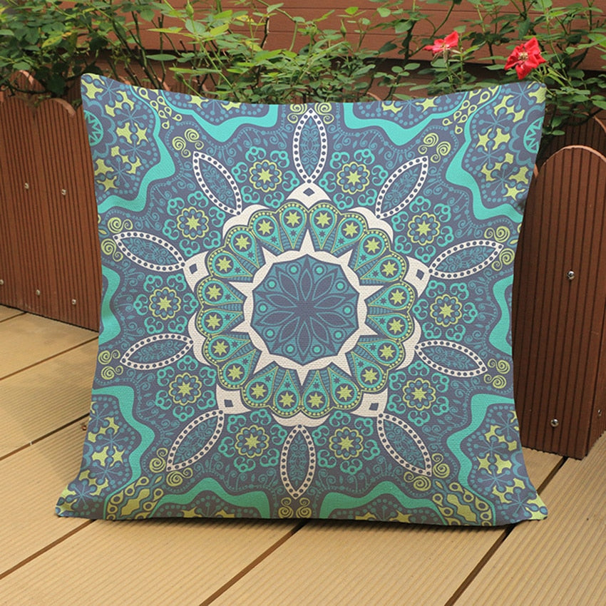 Indian Mandala Cotton/Linen 18" x 18" Sofa Pillow Cases (no filling)