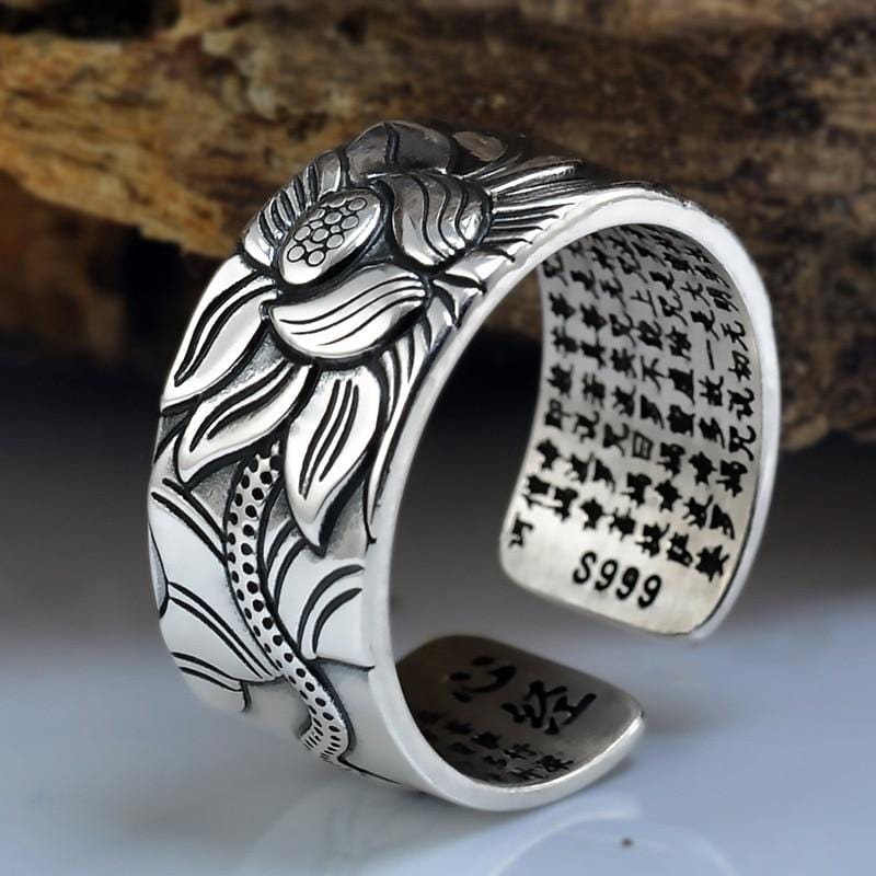 Lotus Buddha Good Luck Ring Solid Sterling Silver Jewelry