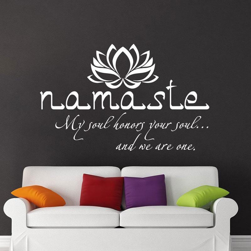 Wall Art Decal Namaste Quote Vinyl Sticker with Lotus Flower