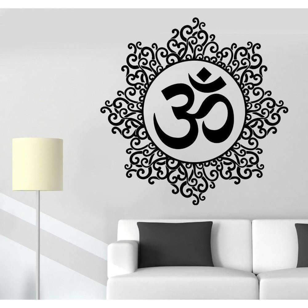 Wall Art Wall Sticker Decal Namaste Quote Vinyl Sticker with Om Mandala